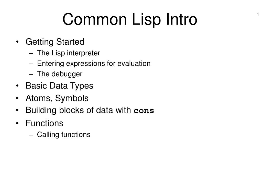 PPT - Common Lisp Intro PowerPoint Presentation, free download - ID:3630176