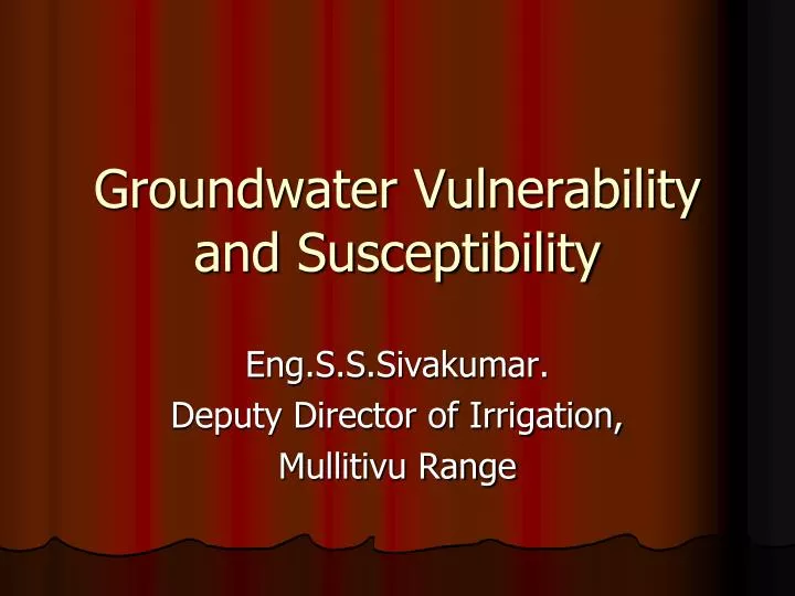 groundwater vulnerability and susceptibility