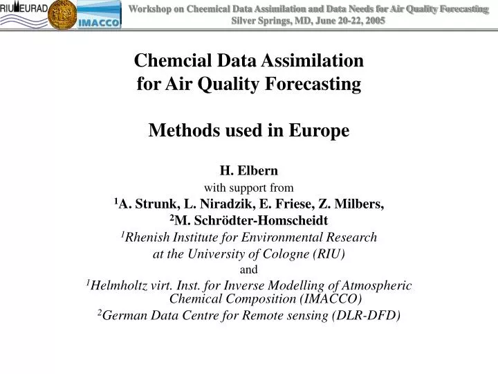 chemcial data assimilation for air quality forecasting methods used in europe