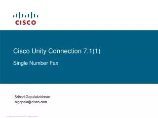 Cisco Unity Connection 7.1(1) Single Number Fax