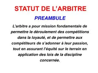 statut de l arbitre