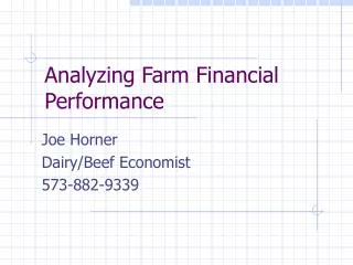Analyzing Farm Financial Performance