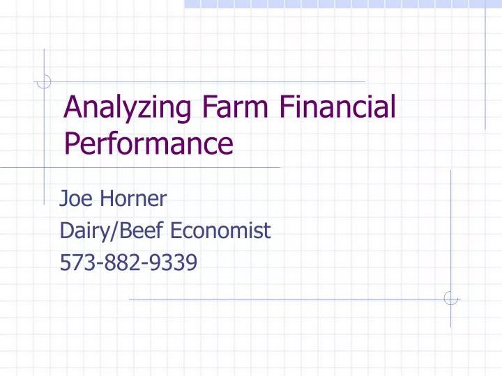 analyzing farm financial performance
