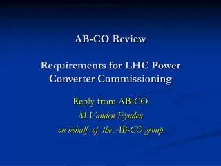AB-CO Review Requirements for LHC Power Converter Commissioning