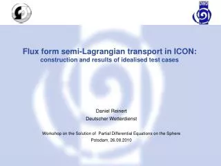 Flux form semi-Lagrangian transport in ICON: construction and results of idealised test cases