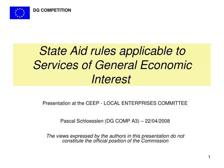 state aid rules applicable to services of general economic interest