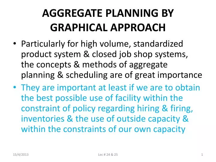 aggregate planning by graphical approach