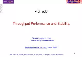 vlbi_udp Throughput Performance and Stability.