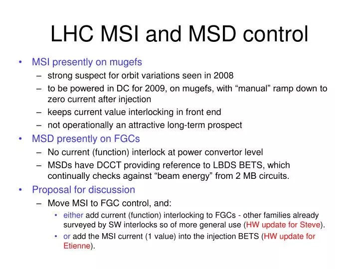 lhc msi and msd control