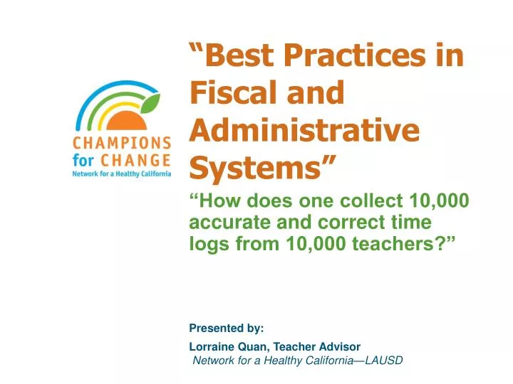 best practices in fiscal and administrative systems