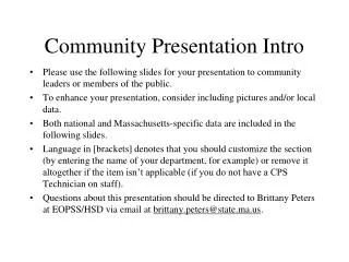 Community Presentation Intro
