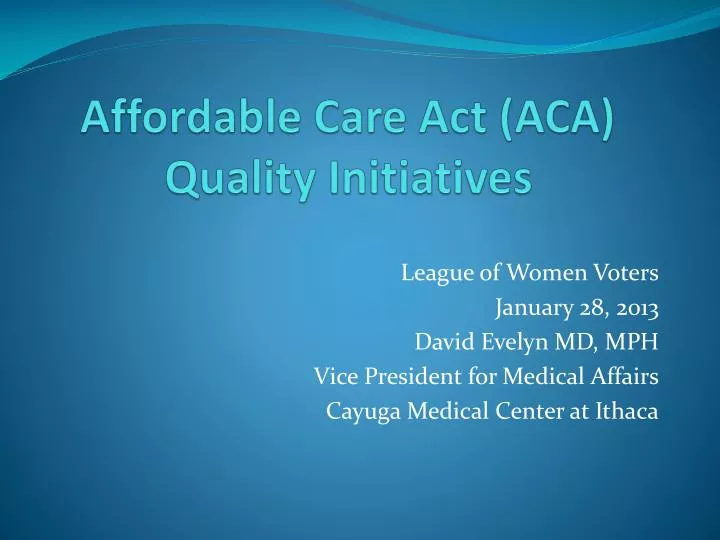 affordable care act aca quality initiatives