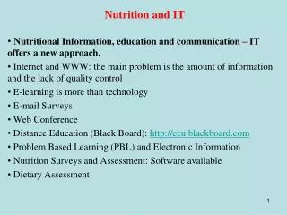 Nutrition and IT