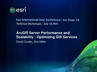 ArcGIS Server Performance and Scalability : Optimizing GIS Services