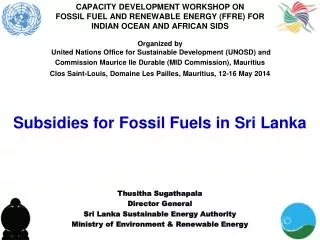 Subsidies for Fossil Fuels in Sri Lanka