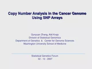 Copy Number Analysis in the Cancer Genome Using SNP Arrays