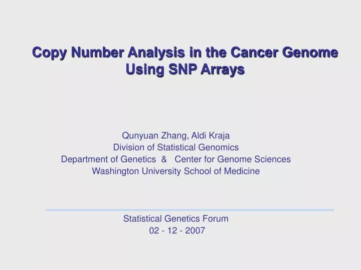 copy number analysis in the cancer genome using snp arrays