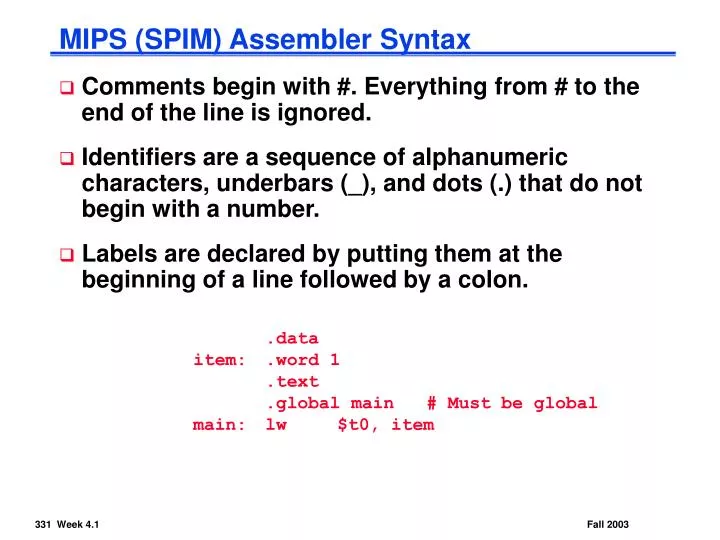 mips spim assembler syntax