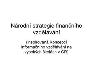 n rodn strategie finan n ho vzd l v n