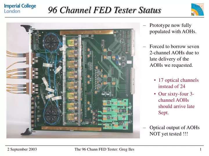96 channel fed tester status
