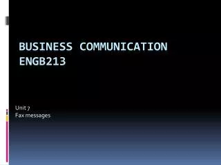 BUSINESS COMMUNICATION ENGB213