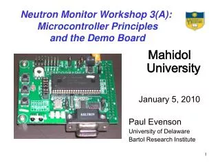 Neutron Monitor Workshop 3(A): Microcontroller Principles and the Demo Board