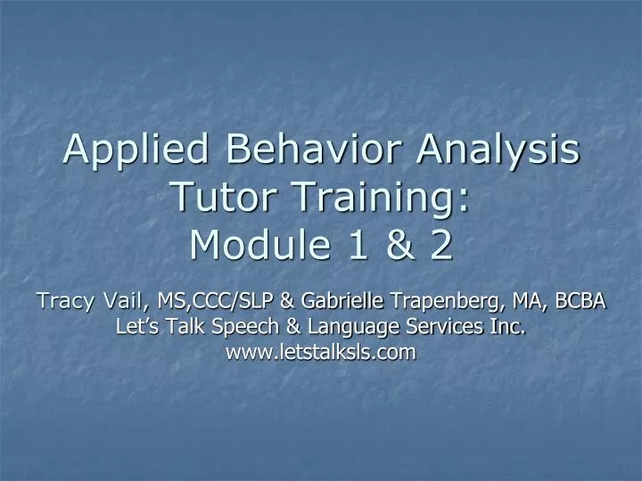 applied behavior analysis tutor training module 1 2