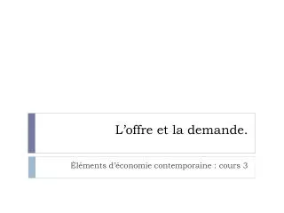 l offre et la demande