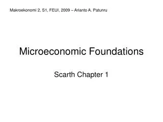 Microeconomic Foundations