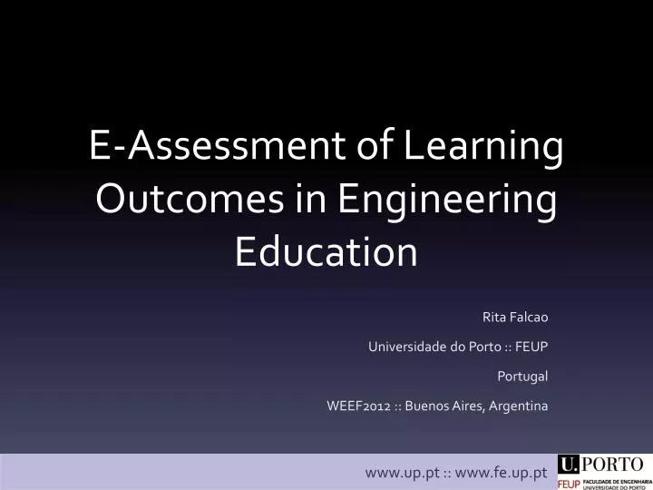 e assessment of learning outcomes in engineering education