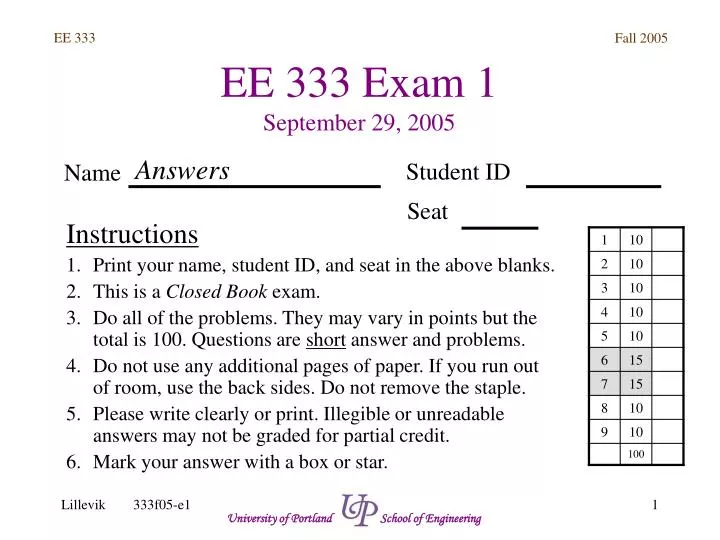 ee 333 exam 1 september 29 2005