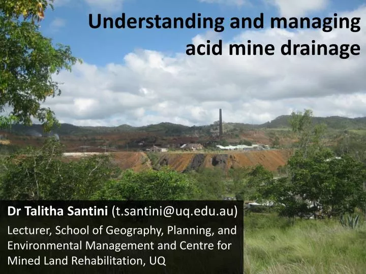 understanding and managing acid mine drainage
