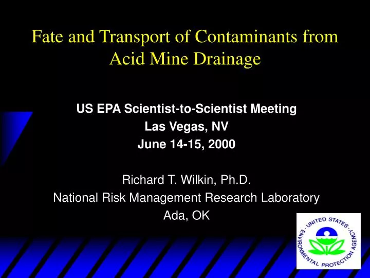 fate and transport of contaminants from acid mine drainage