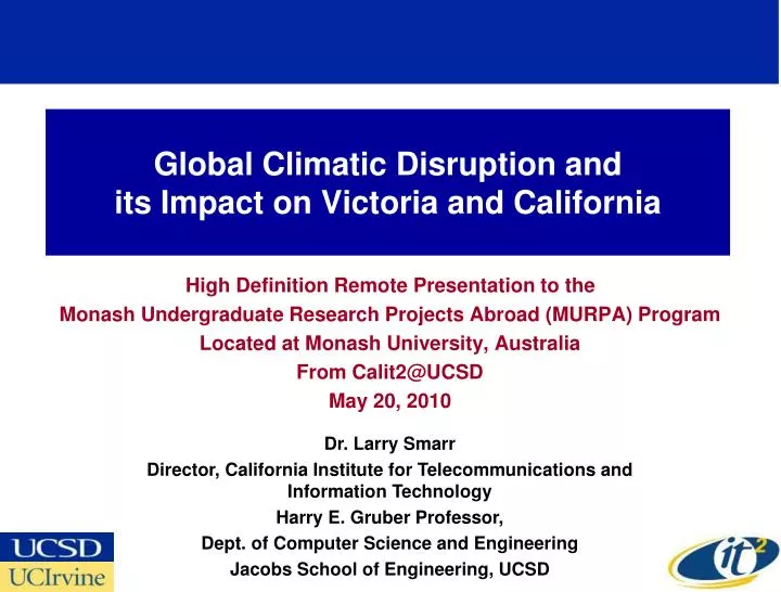 global climatic disruption and its impact on victoria and california