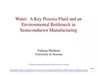 Water: A Key Process Fluid and an Environmental Bottleneck in Semiconductor Manufacturing