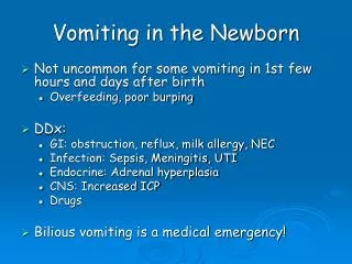Vomiting in the Newborn
