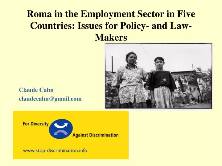 roma in the employment sector in five countries issues for policy and law makers