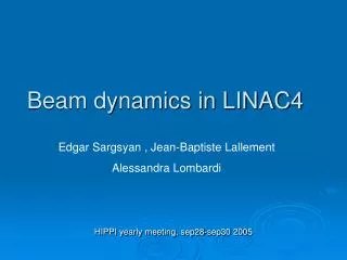 beam dynamics in linac4