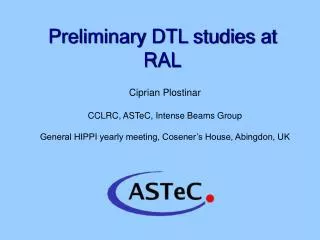 Preliminary DTL studies at RAL
