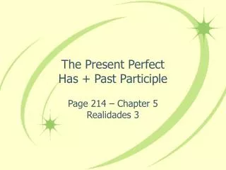 The Present Perfect Has + Past Participle