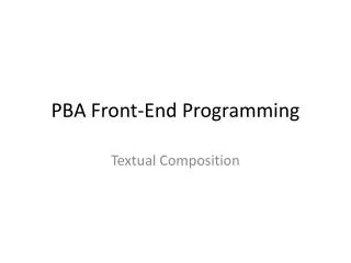 pba front end programming