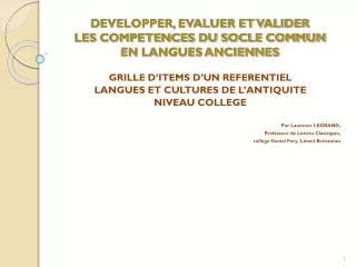 developper evaluer et valider les competences du socle commun en langues anciennes