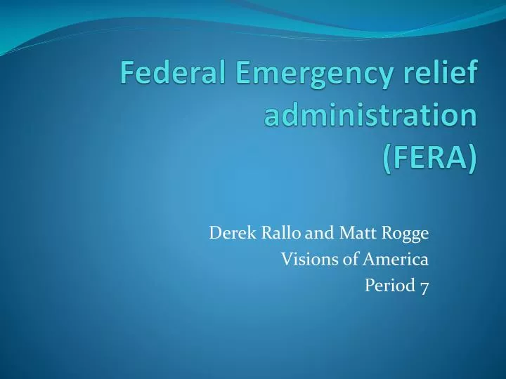 federal emergency relief administration fera