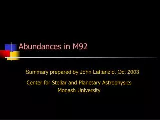 Abundances in M92