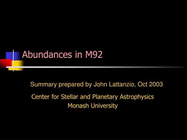 abundances in m92