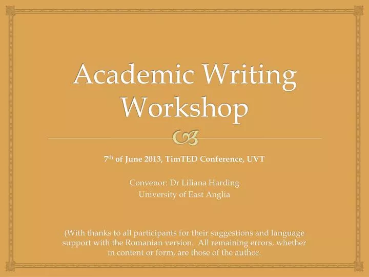 academic writing workshop