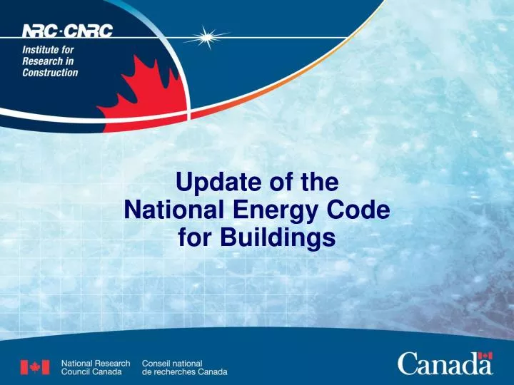 update of the national energy code for buildings