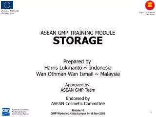 ASEAN GMP TRAINING MODULE STORAGE