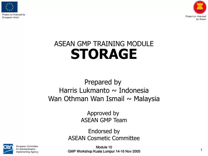 asean gmp training module storage