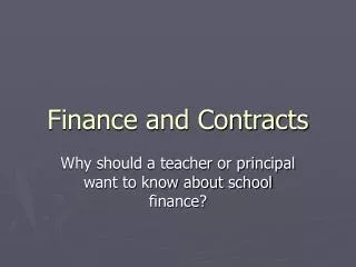 Finance and Contracts